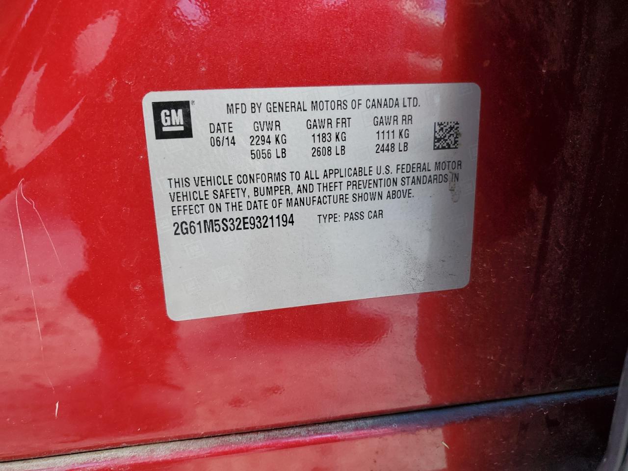 2014 Cadillac Xts Luxury Collection VIN: 2G61M5S32E9321194 Lot: 86363364