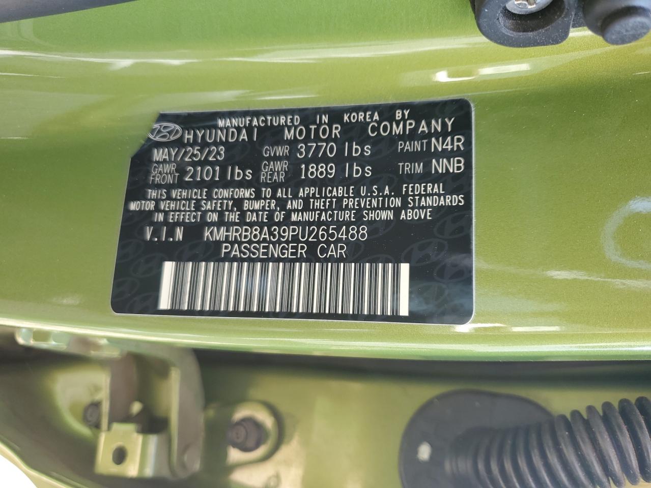 2023 Hyundai Venue Se VIN: KMHRB8A39PU265488 Lot: 41429455