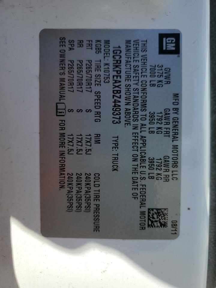 2011 Chevrolet Silverado K1500 VIN: 1GCRKPEAXBZ449373 Lot: 86532684