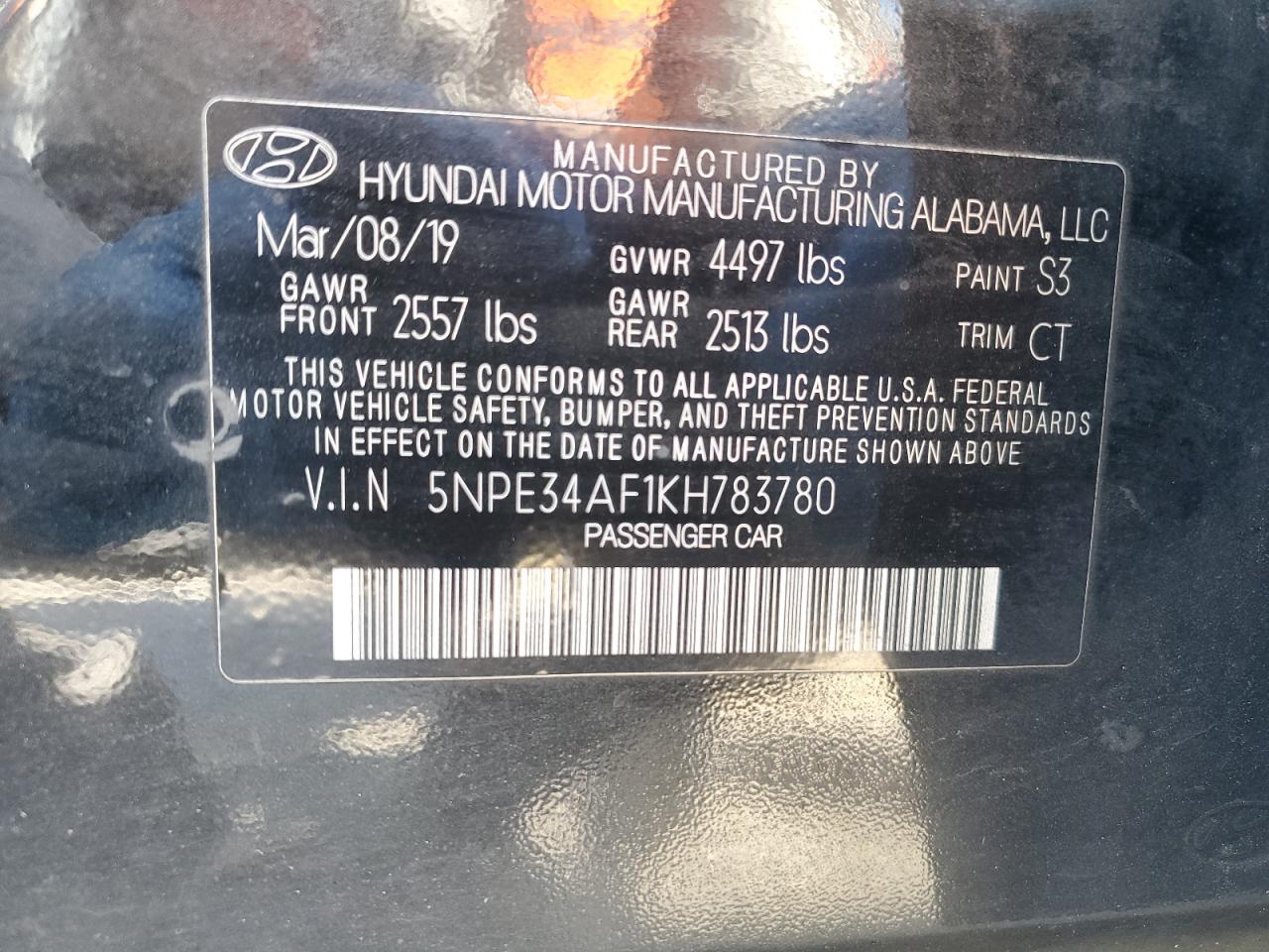 5NPE34AF1KH783780 2019 HYUNDAI SONATA - Image 14