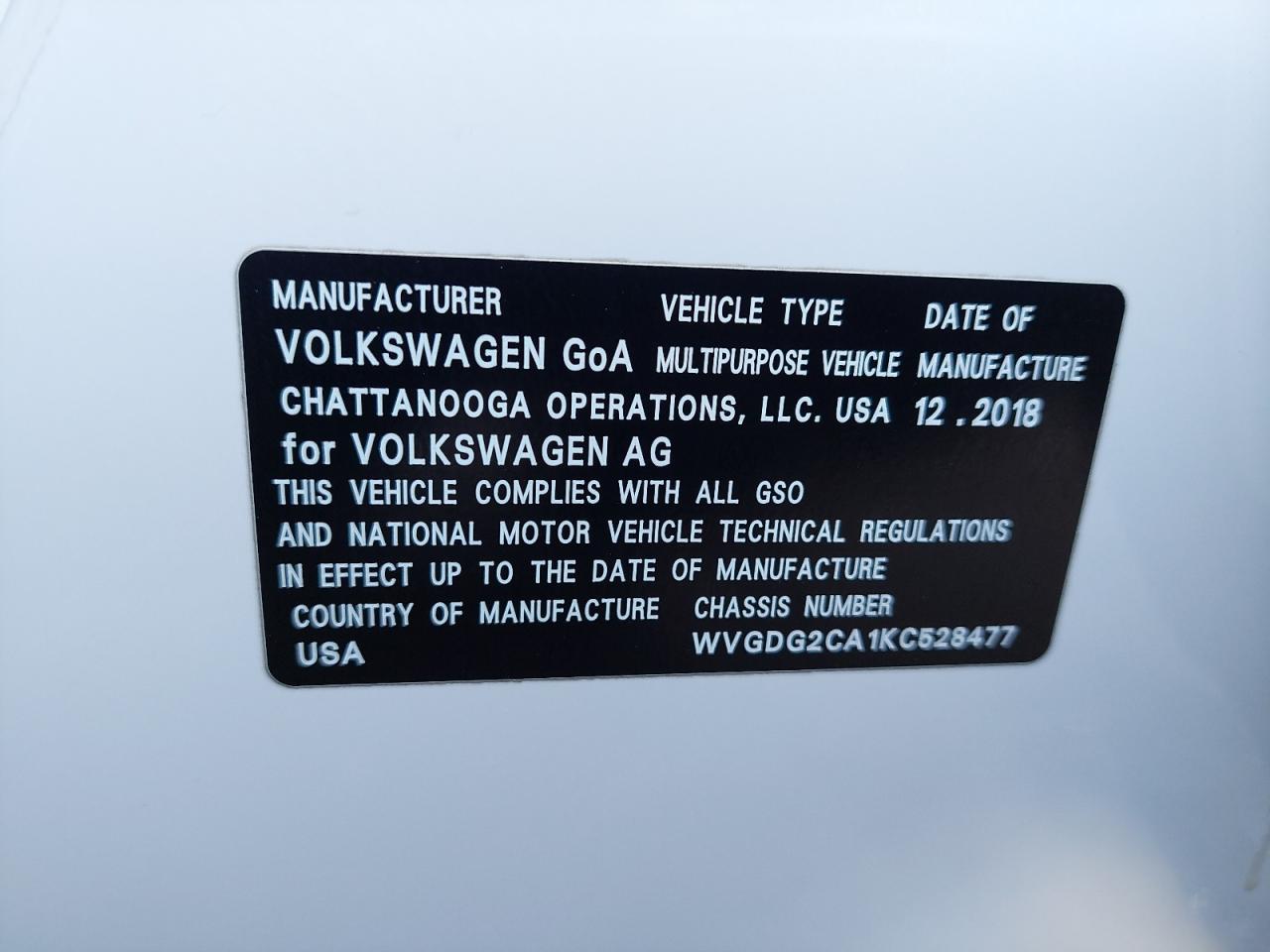 WVGDG2CA1KC528477 - 2019 Volkswagen TERAMONT - #88831065