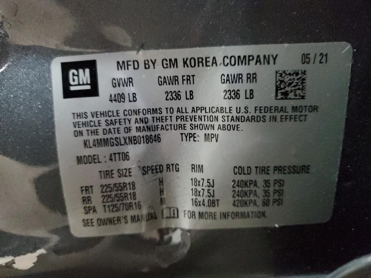 2022 Buick Encore Gx Essence VIN: KL4MMGSLXNB018646 Lot: 88899385