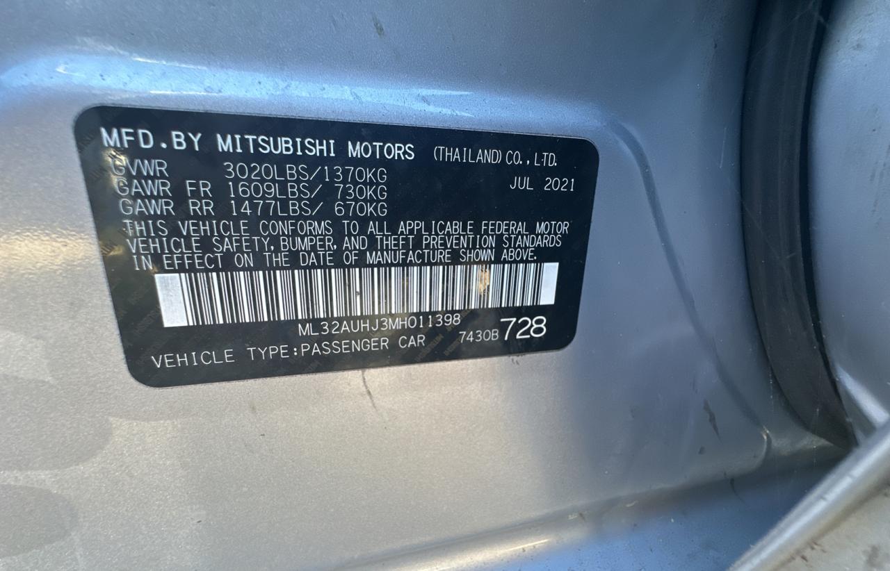 VIN ML32AUHJ3MH011398 2021 MITSUBISHI MIRAGE no.10