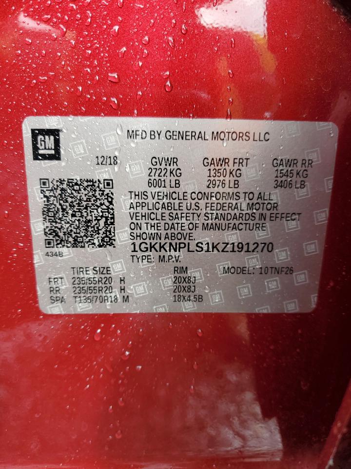 2019 GMC Acadia Denali VIN: 1GKKNPLS1KZ191270 Lot: 88915785