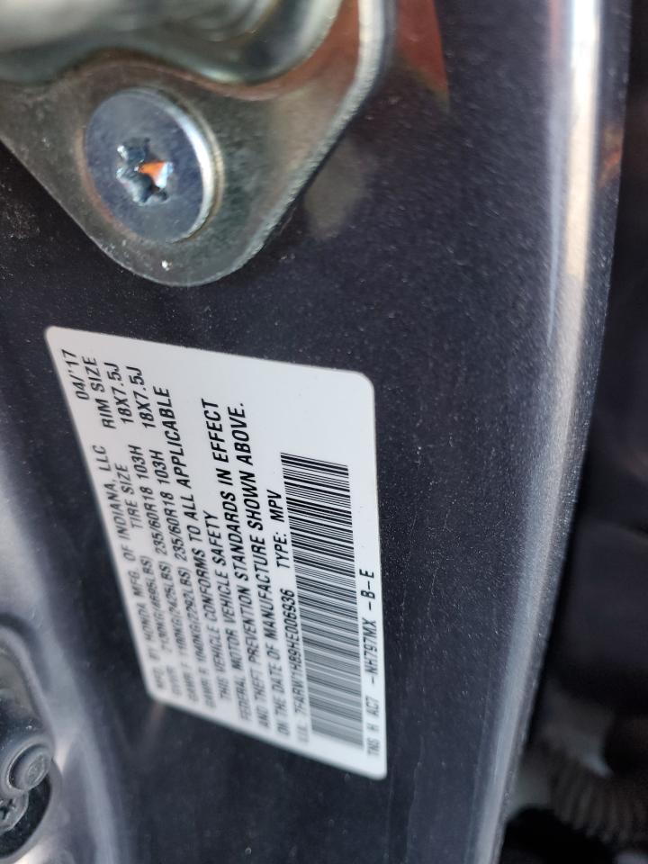 2017 Honda Cr-V Exl VIN: 7FARW1H89HE006936 Lot: 86972334