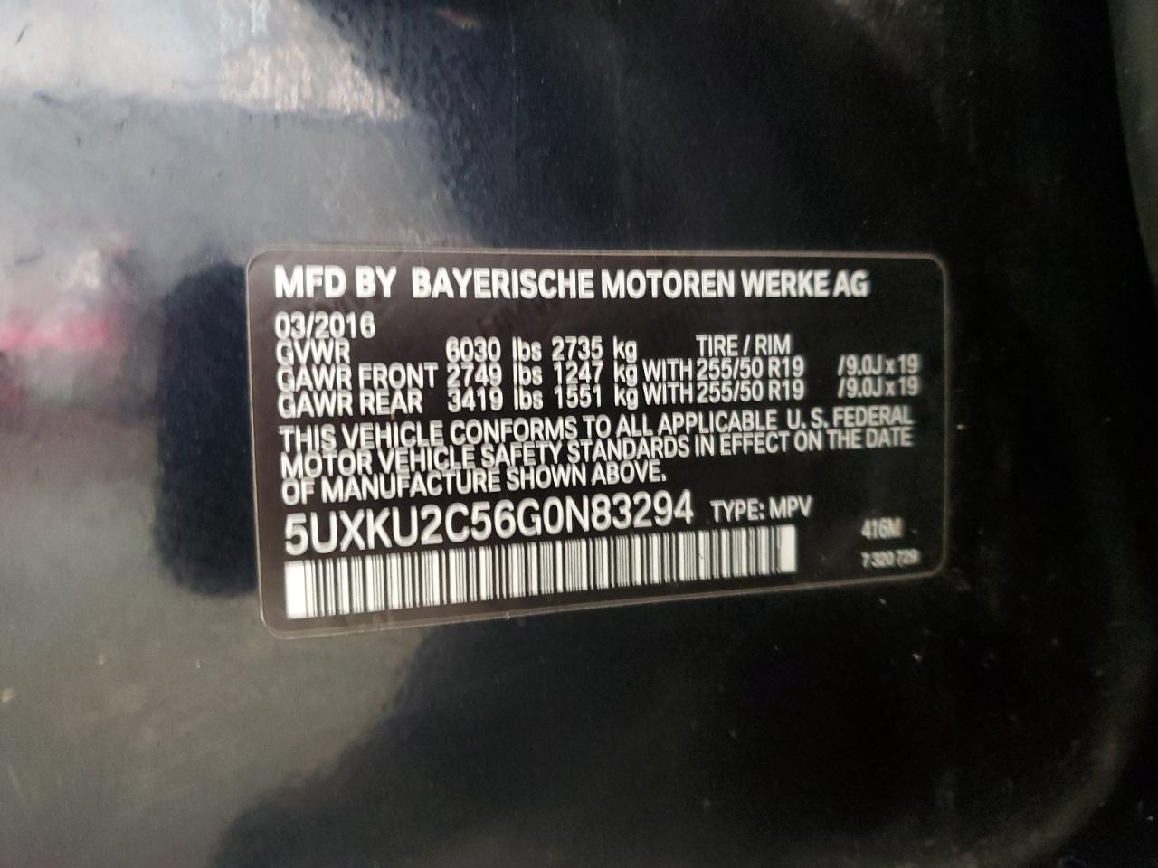 VIN 5UXKU2C56G0N83294 2016 BMW X6 no.13