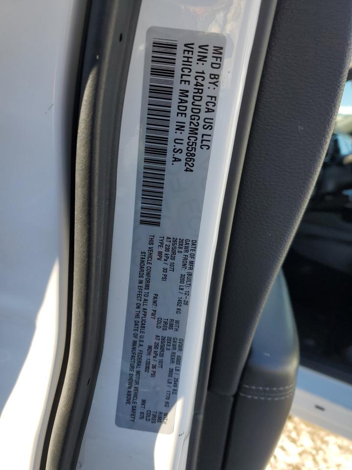 2021 Dodge Durango Gt VIN: 1C4RDJDG2MC558624 Lot: 42312935