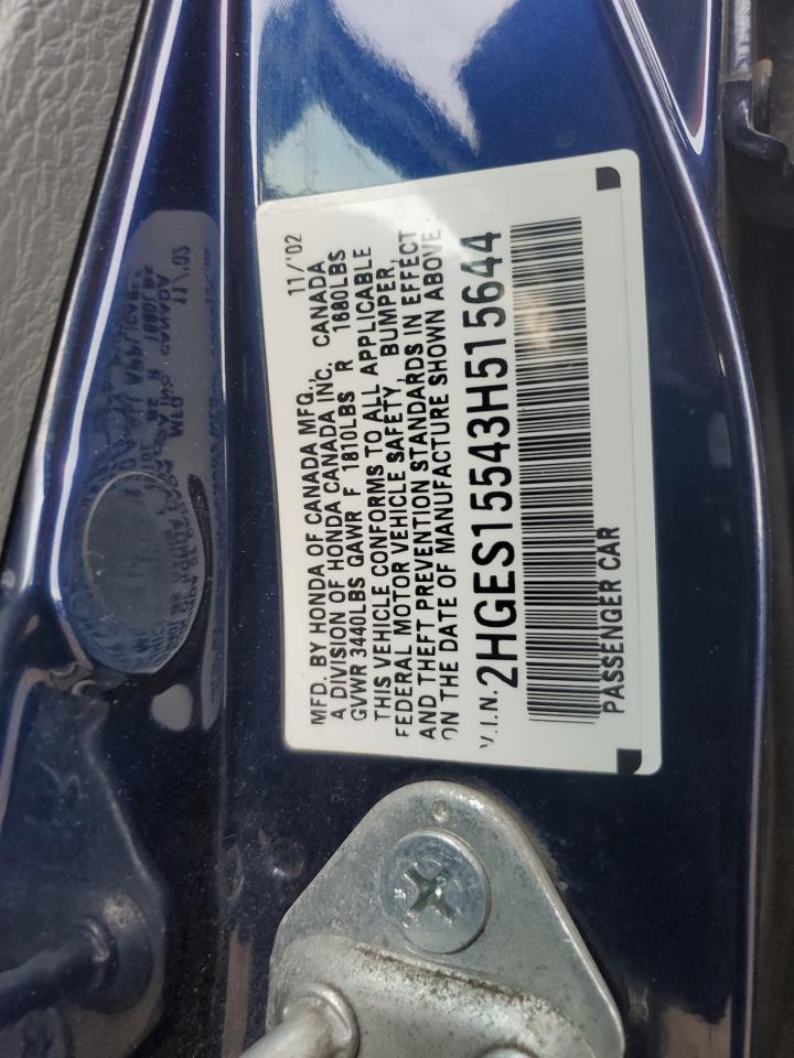 2003 Honda Civic Lx VIN: 2HGES15543H515644 Lot: 87528175