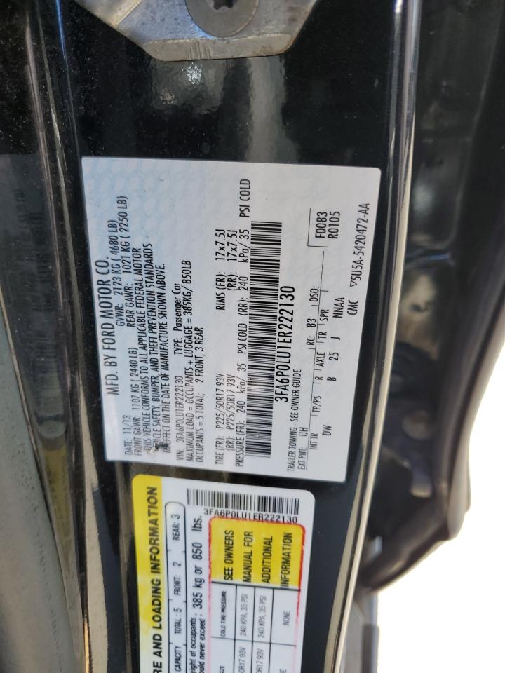 2014 Ford Fusion Se Hybrid VIN: 3FA6P0LU1ER222130 Lot: 85972464