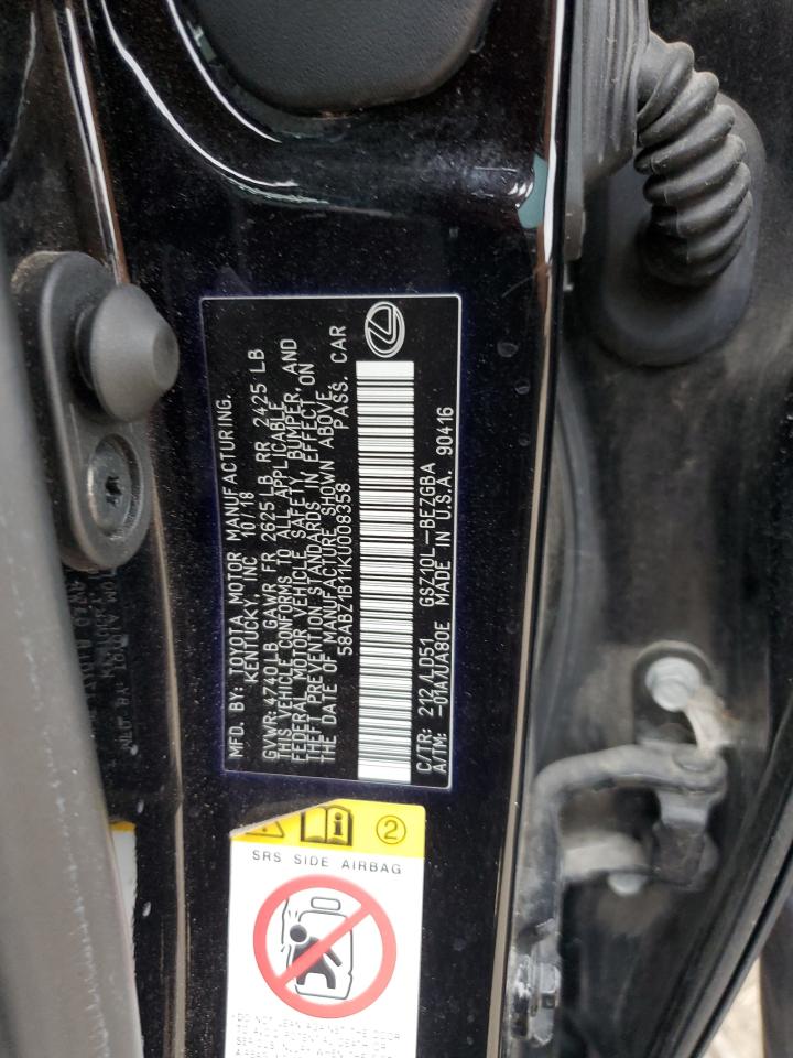 2019 Lexus Es 350 VIN: 58ABZ1B11KU008358 Lot: 88242835