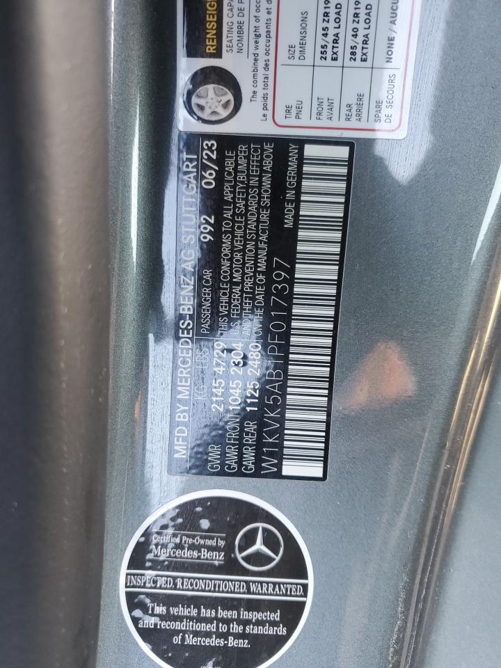 VIN W1KVK5AB1PF017397 2023 MERCEDES-BENZ SL 43 AMG no.12