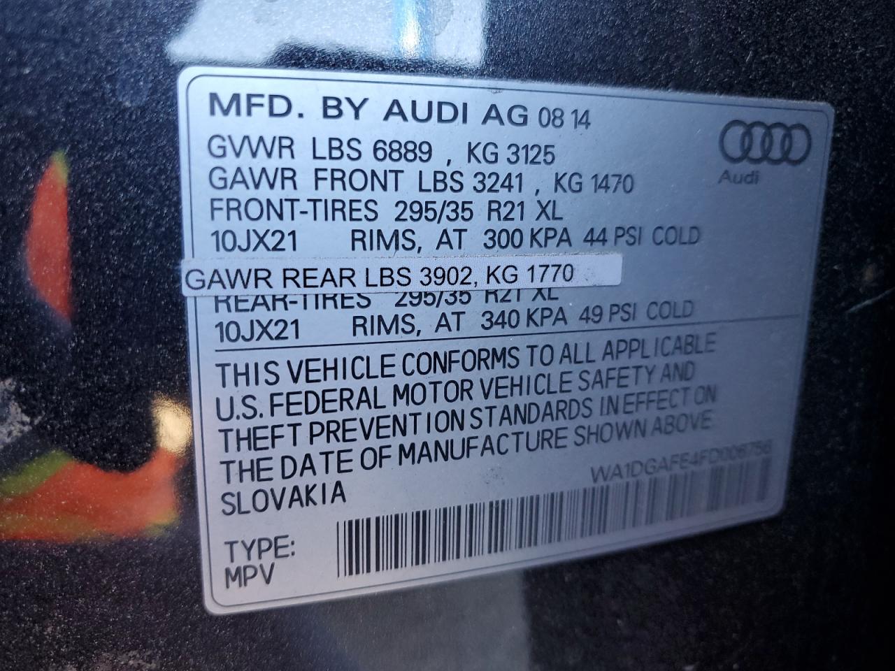 VIN WA1DGAFE4FD006756 2015 AUDI Q7 no.13