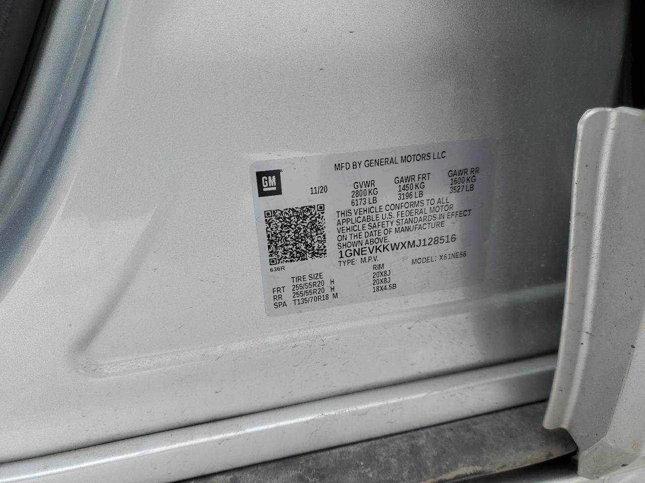 2021 Chevrolet Traverse Premier VIN: 1GNEVKKWXMJ128516 Lot: 86179424