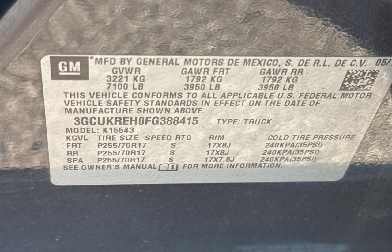 VIN 3GCUKREH0FG388415 2015 CHEVROLET ALL Models no.10