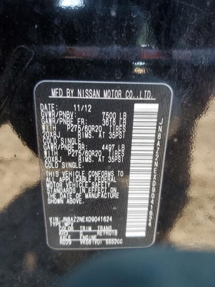 2013 Infiniti Qx56 VIN: JN8AZ2NEXD9041624 Lot: 88222335