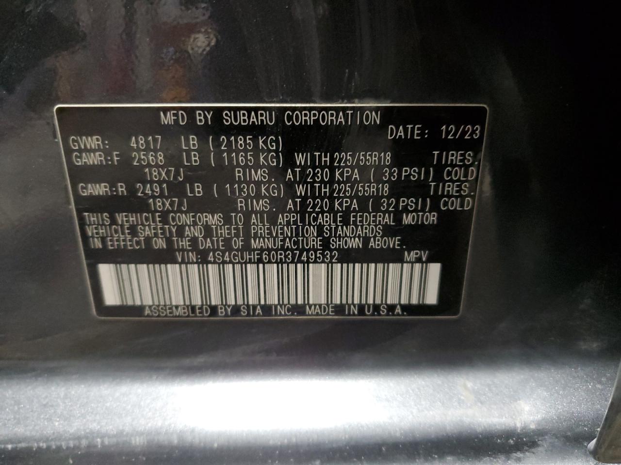 2024 Subaru Crosstrek Sport VIN: 4S4GUHF60R3749532 Lot: 88816565