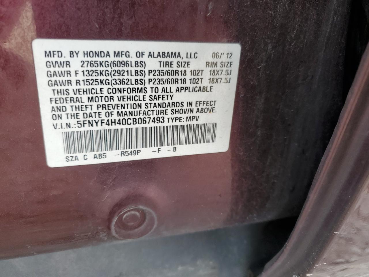 2012 Honda Pilot - Image 14
