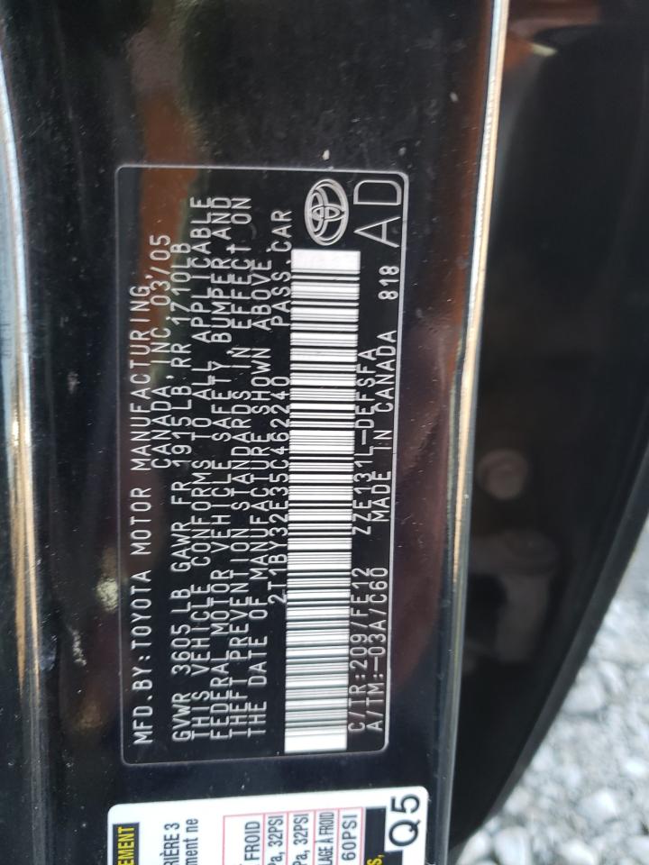 2005 Toyota Corolla Xrs VIN: 2T1BY32E35C462240 Lot: 41757315