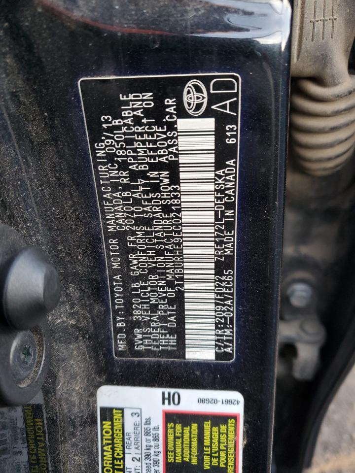 2014 Toyota Corolla L VIN: 2T1BURHE9EC021833 Lot: 41607865