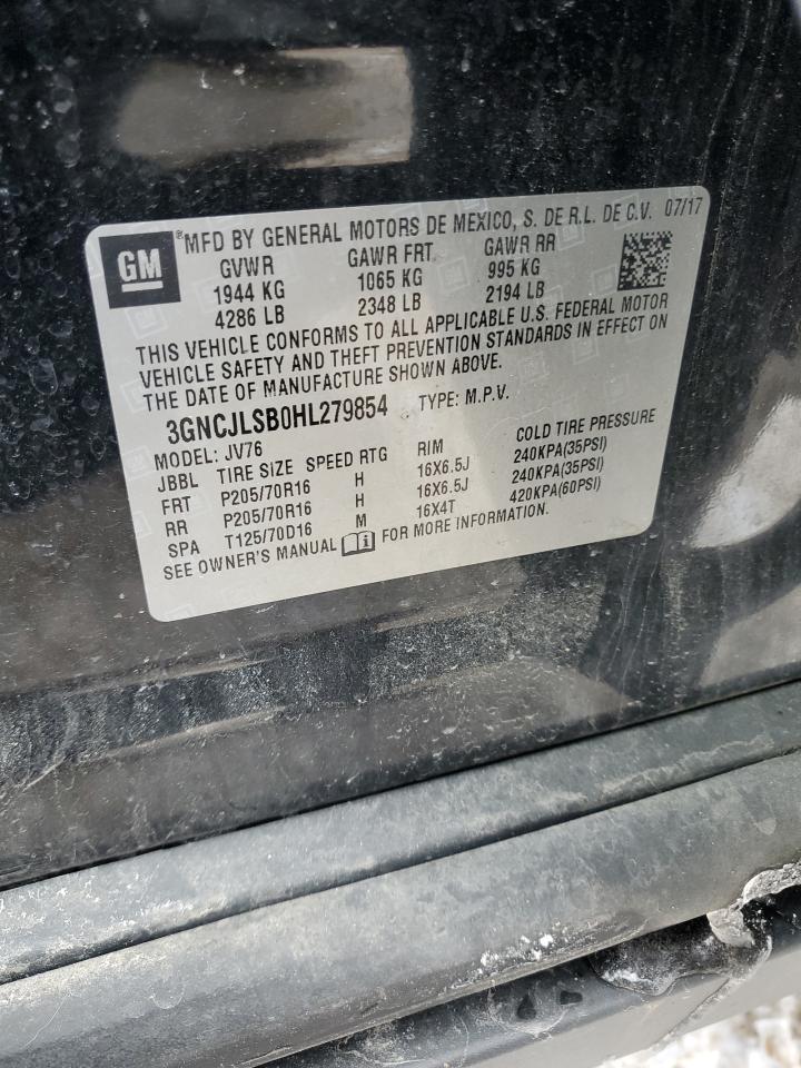 2017 Chevrolet Trax 1Lt VIN: 3GNCJLSB0HL279854 Lot: 88148315