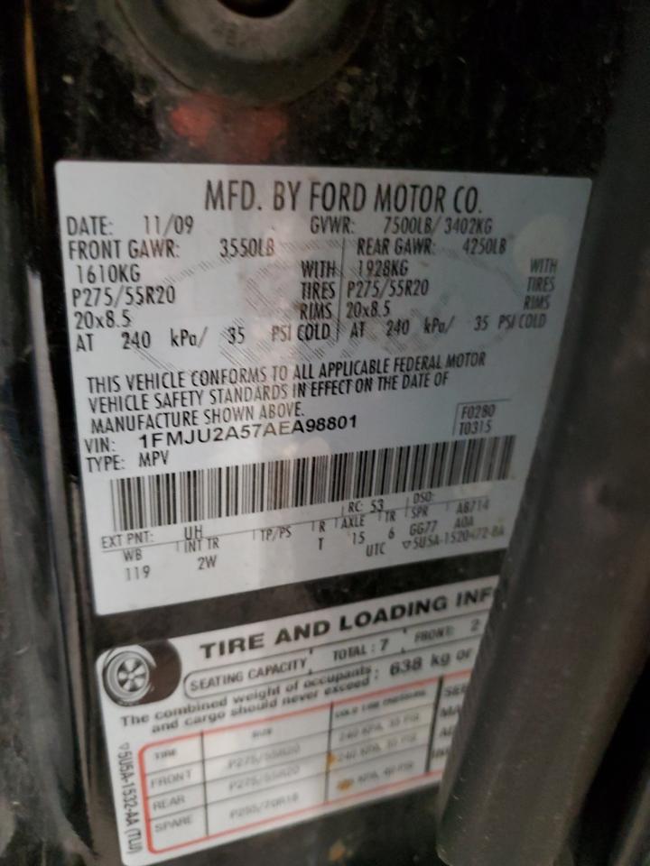 2010 Ford Expedition Limited VIN: 1FMJU2A57AEA98801 Lot: 87668665