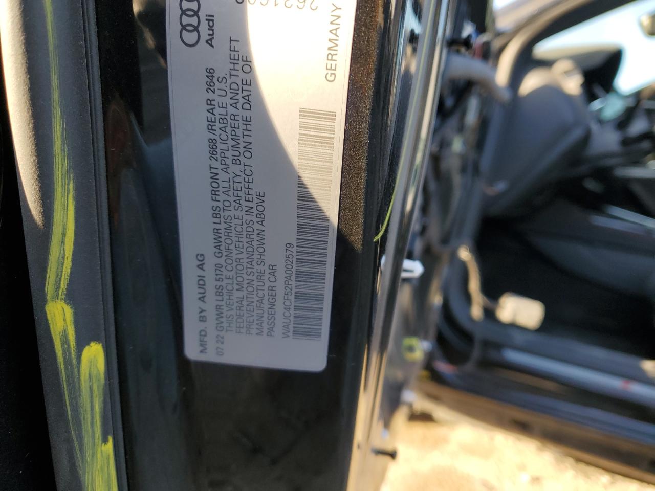 2023 Audi S5 Premium Plus VIN: WAUC4CF52PA002579 Lot: 42303905