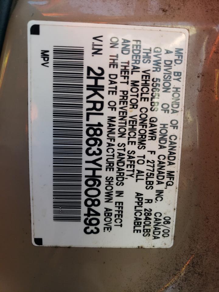 2000 Honda Odyssey Ex VIN: 2HKRL1863YH608493 Lot: 41473785