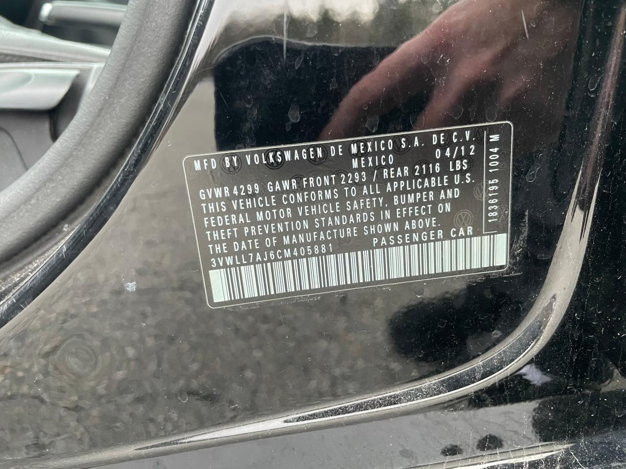 2012 Volkswagen Jetta Tdi VIN: 3VWLL7AJ6CM Lot: 88940595