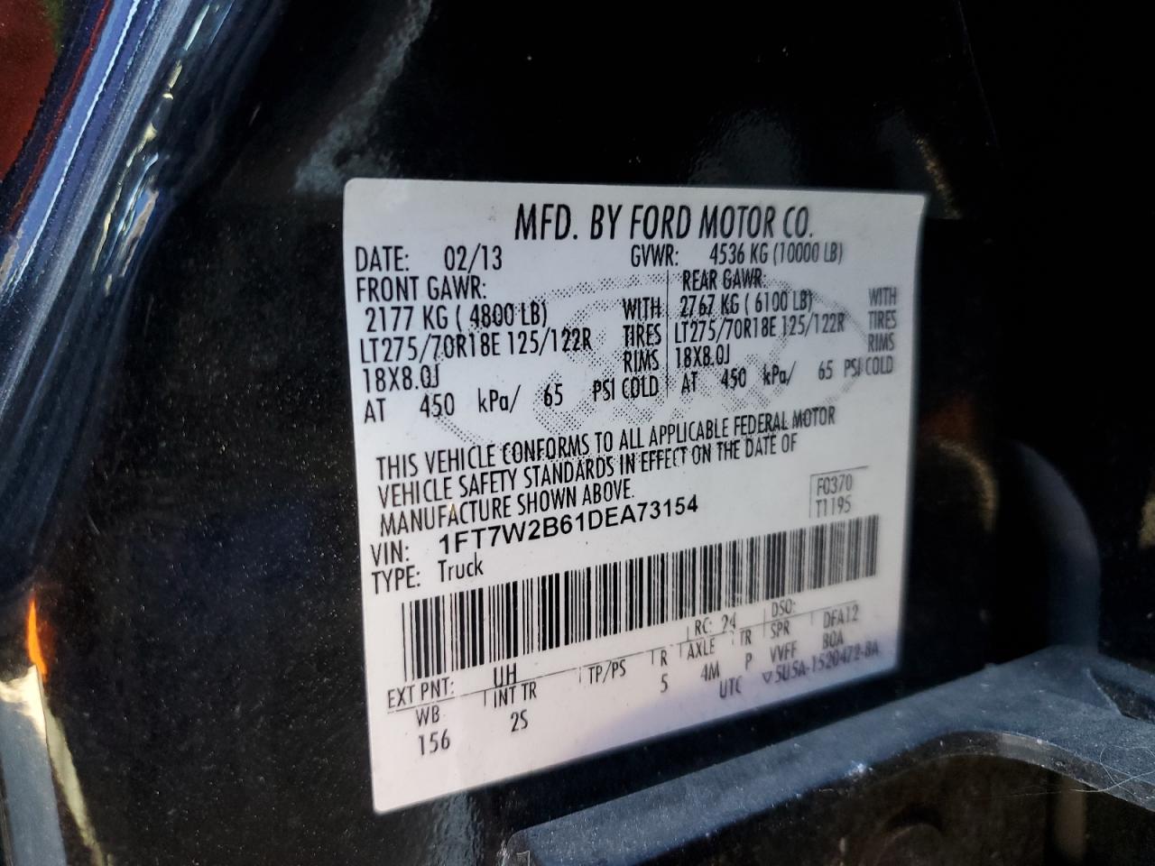 VIN 1FT7W2B61DEA73154 2013 FORD F250 no.12