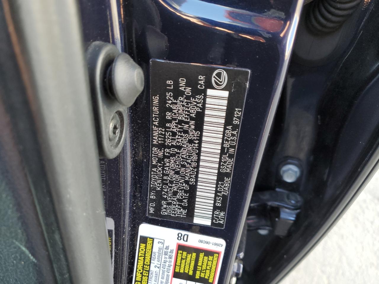 58ADZ1B18PU144115 LEXUS ES350 2023