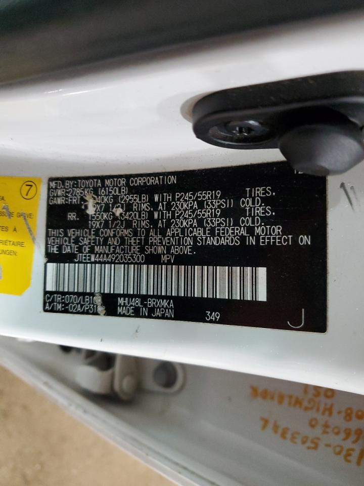 2009 Toyota Highlander Hybrid Limited VIN: JTEEW44A492035300 Lot: 42588705