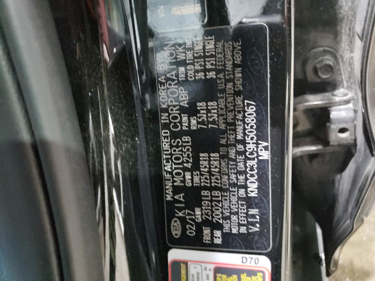 2017 Kia Niro Ex VIN: KNDCC3LC9H5058067 Lot: 88157525