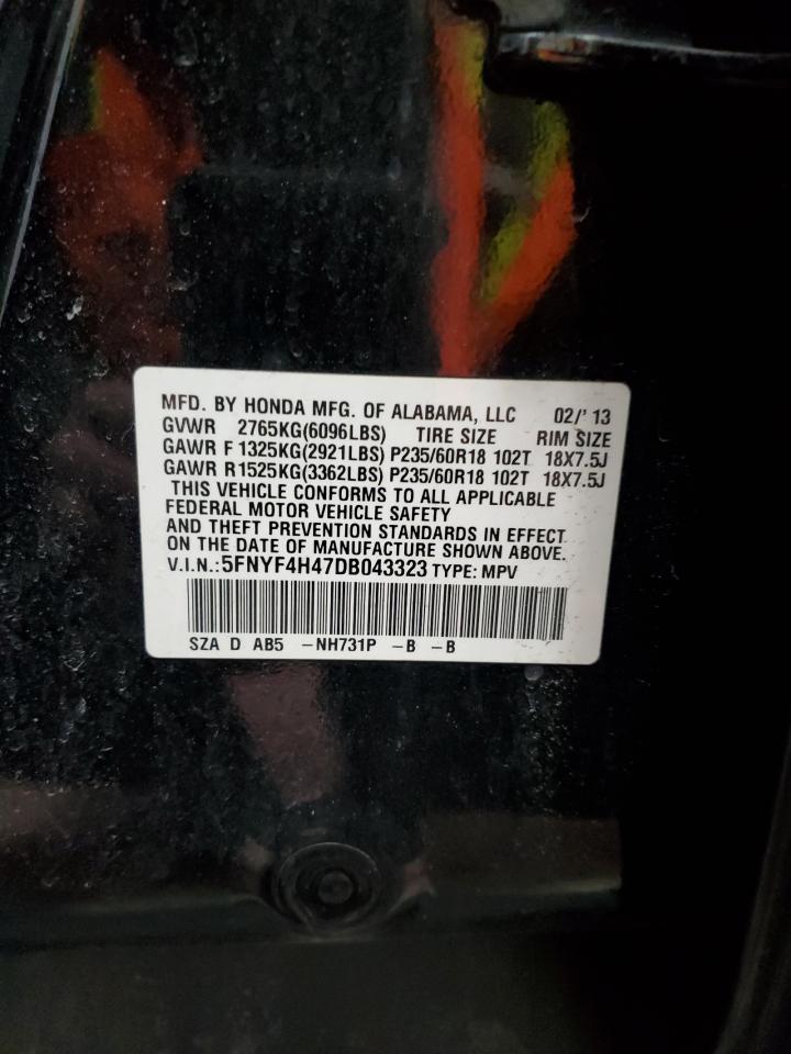 VIN 5FNYF4H47DB043323 2013 HONDA PILOT no.14