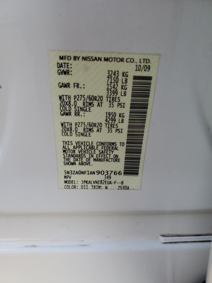 2010 Infiniti Qx56 VIN: 5N3ZA0NF1AN903766 Lot: 88920185