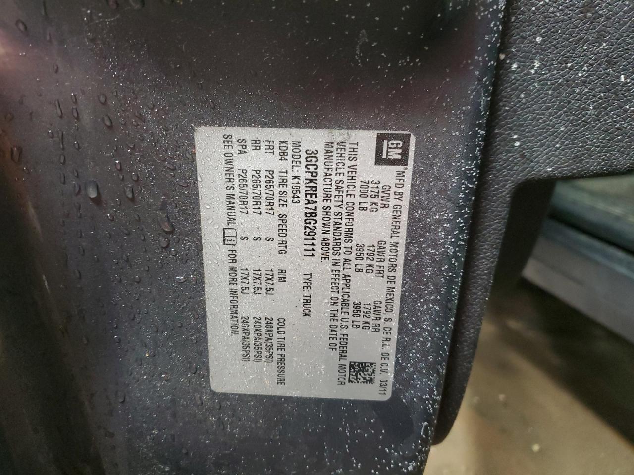 2011 Chevrolet Silverado K1500 Ls VIN: 3GCPKREA7BG291111 Lot: 88330615