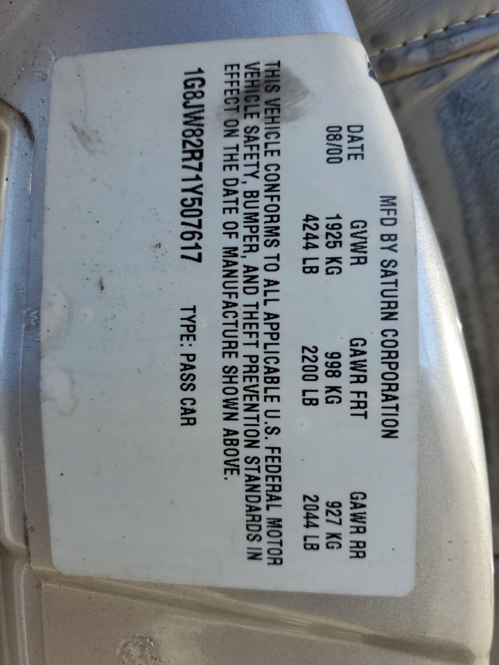 2001 Saturn Lw300 VIN: 1G8JW82R71Y507617 Lot: 87682725