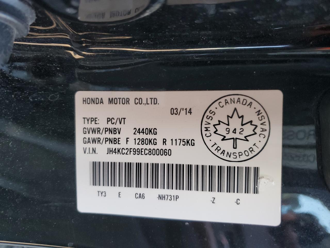 2014 Acura Rlx Sport Hybrid Advance VIN: JH4KC2F99EC800060 Lot: 42147015