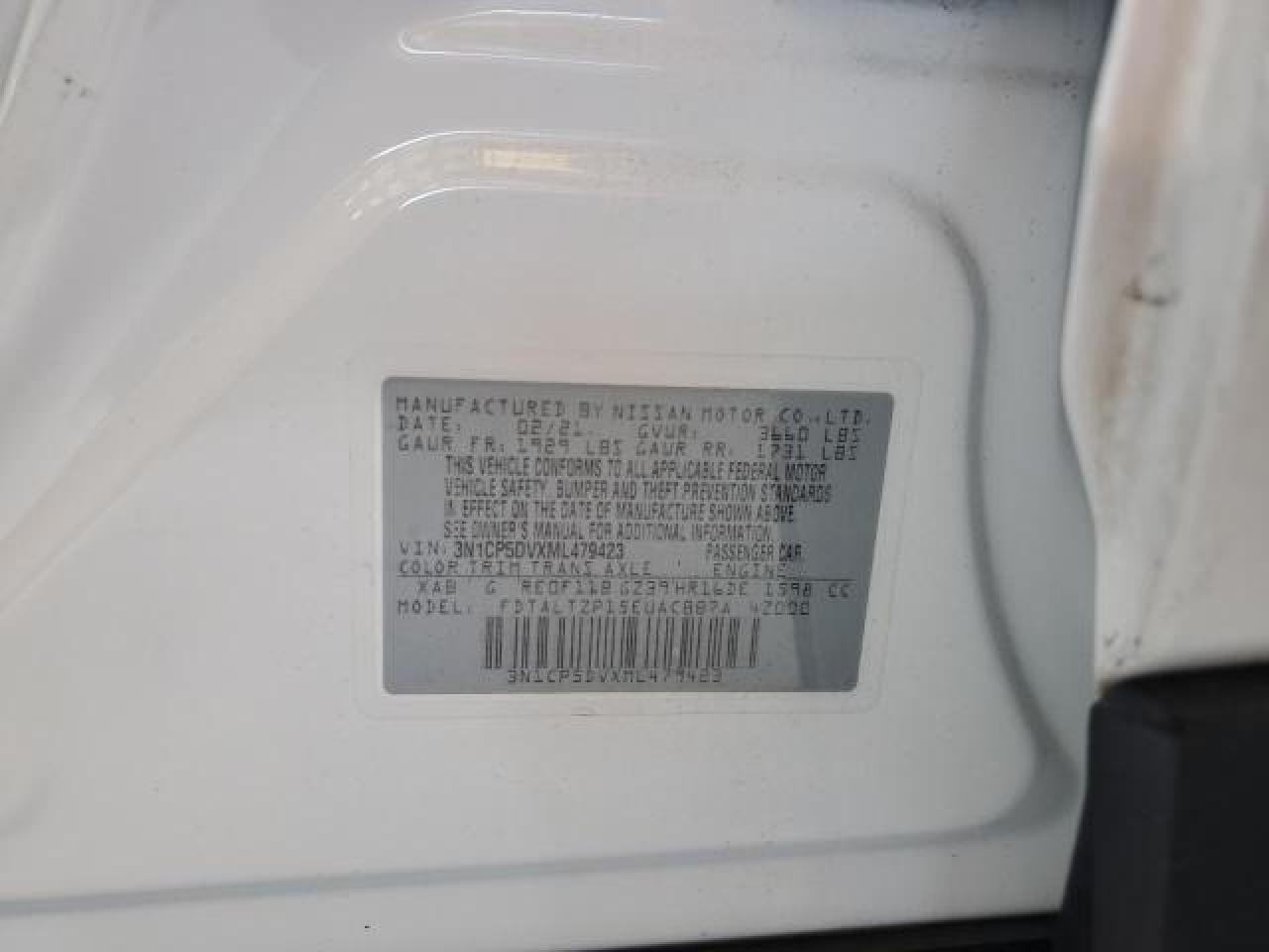 2021 Nissan Kicks Sr VIN: 3N1CP5DVXML479423 Lot: 87841435