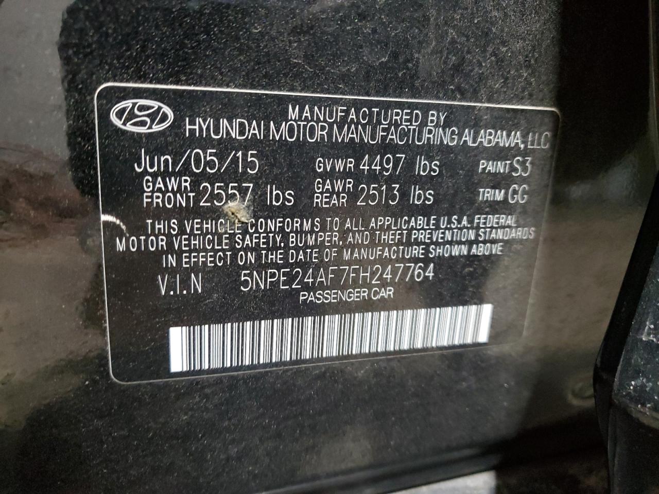 VIN 5NPE24AF7FH247764 2015 HYUNDAI SONATA no.13