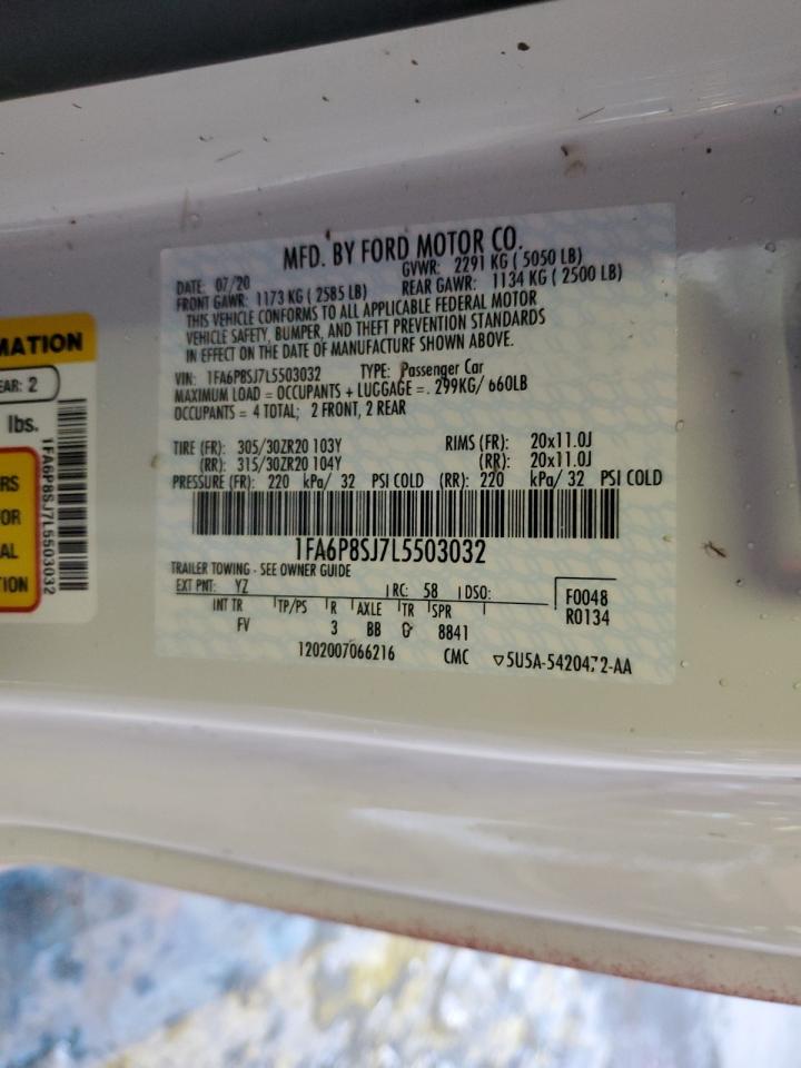 2020 Ford Mustang Shelby Gt500 VIN: 1FA6P8SJ7L5503032 Lot: 88441505