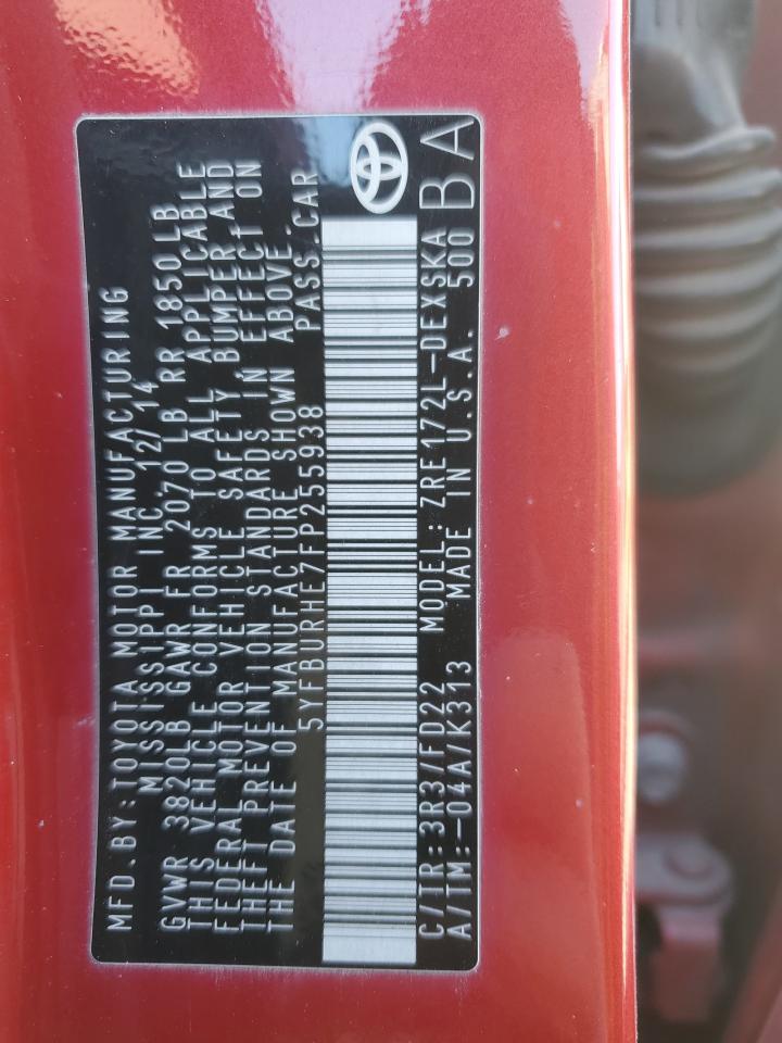 5yfburhe7fp255938 5YFBURHE7FP255938 2015 Toyota Corolla L
