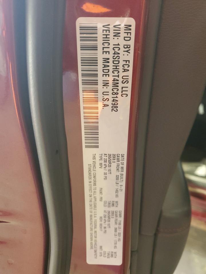 2021 Dodge Durango R/T VIN: 1C4SDHCT4MC814982 Lot: 88690925