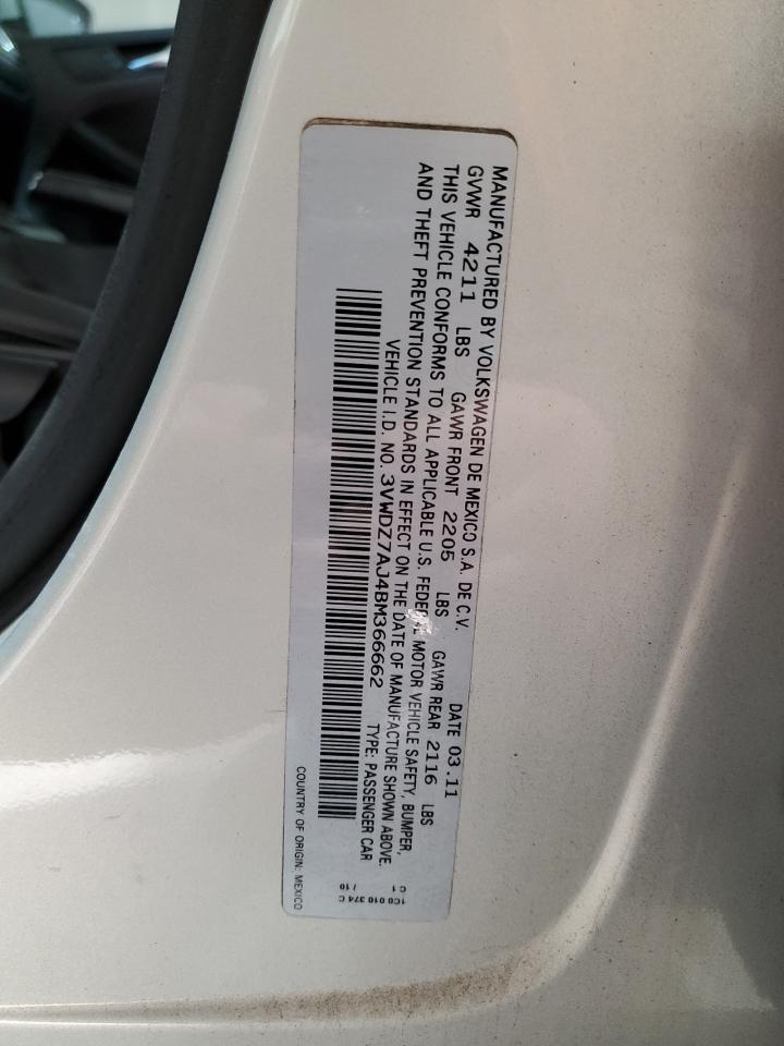 2011 Volkswagen Jetta Se VIN: 3VWDZ7AJ4BM366662 Lot: 89167475