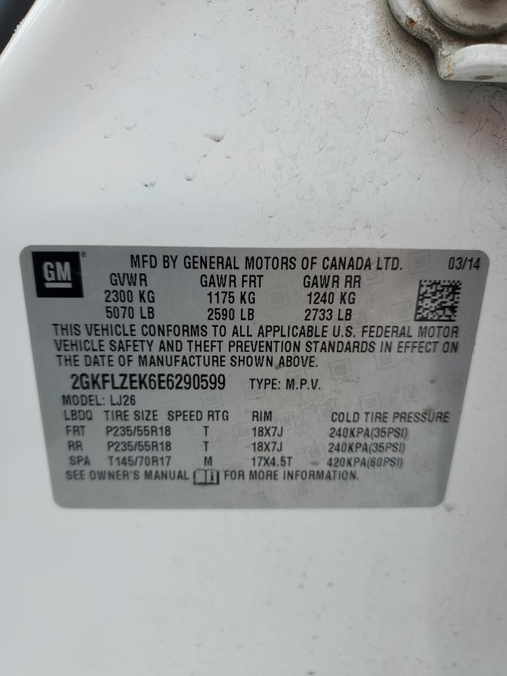 2014 GMC Terrain Denali VIN: 2GKFLZEK6E6290599 Lot: 88852295