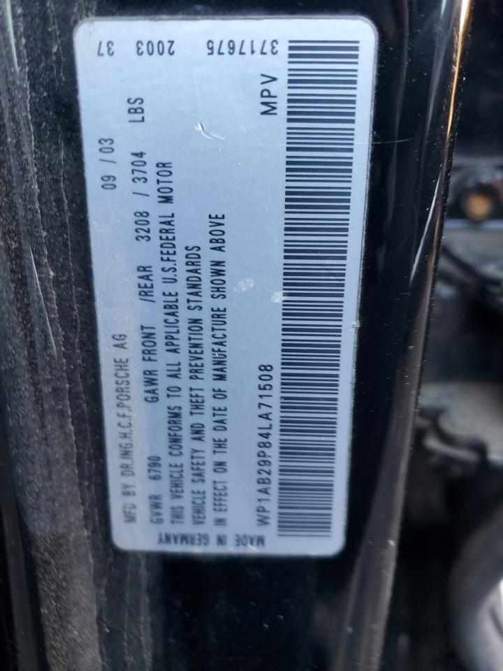 2004 Porsche Cayenne S VIN: WP1AB29P84LA71508 Lot: 42414495