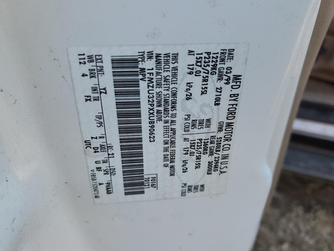 1999 Ford Explorer VIN: 1FMZU32PXXUB90623 Lot: 88696345