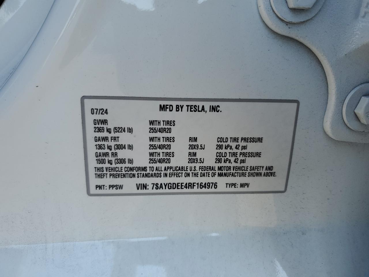 VIN 7SAYGDEE4RF164976 2024 TESLA MODEL Y no.14