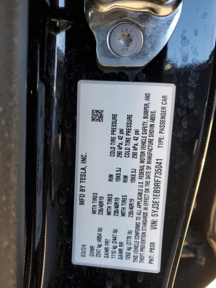 VIN 5YJ3E1EB9RF735041 2024 TESLA MODEL 3 no.12