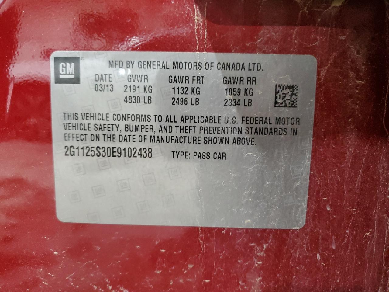 2014 Chevrolet Impala Lt VIN: 2G1125S30E9102438 Lot: 87908745