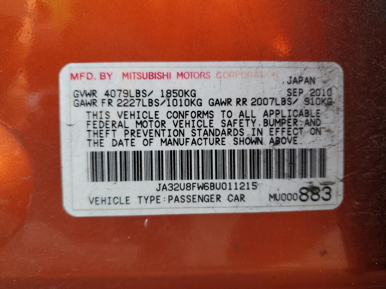 2011 Mitsubishi Lancer Gts VIN: JA32U8FW6BU011215 Lot: 86357004